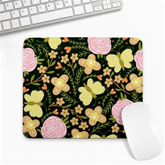 Flowers Rose Blossom Pattern Large Mousepad by Ndabl3x