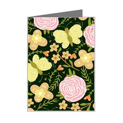 Flowers Rose Blossom Pattern Mini Greeting Card by Ndabl3x