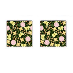 Flowers Rose Blossom Pattern Cufflinks (square)