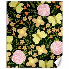 Flowers Rose Blossom Pattern Canvas 8  X 10 