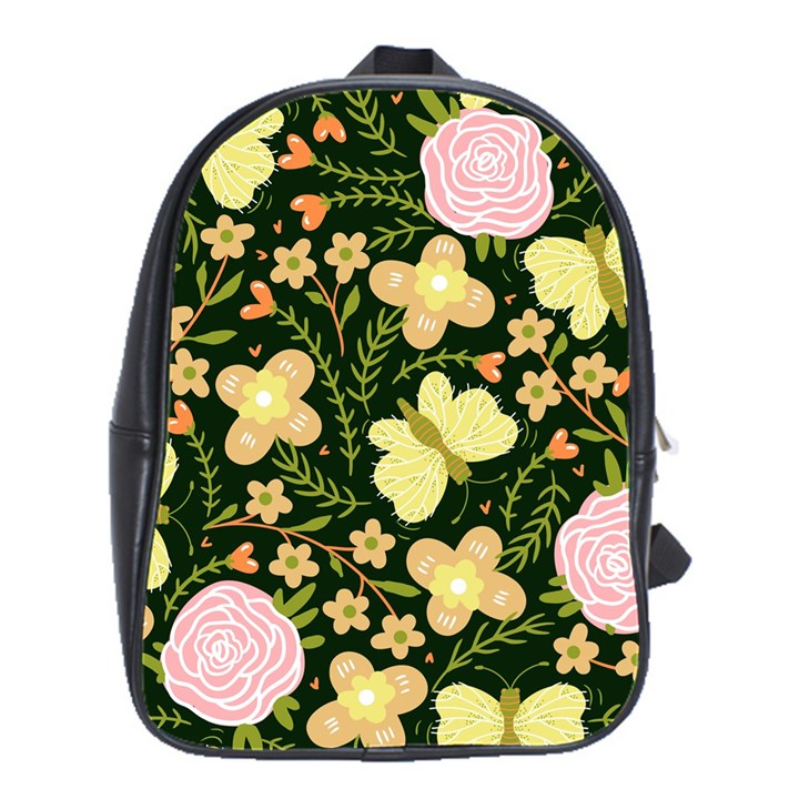 Flowers Rose Blossom Pattern School Bag (Large)