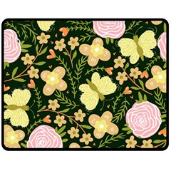 Flowers Rose Blossom Pattern Fleece Blanket (medium) by Ndabl3x