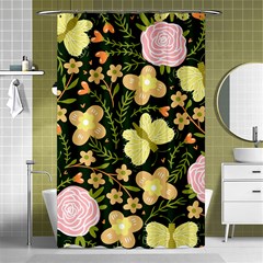 Flowers Rose Blossom Pattern Shower Curtain 48  X 72  (small)  by Ndabl3x