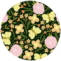 Flowers Rose Blossom Pattern Wooden Puzzle Round by Ndabl3x