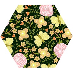 Flowers Rose Blossom Pattern Wooden Puzzle Hexagon by Ndabl3x