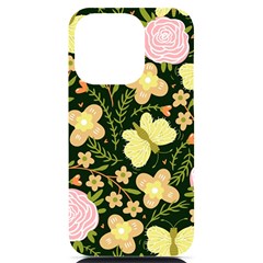 Flowers Rose Blossom Pattern Iphone 14 Pro Black Uv Print Case by Ndabl3x