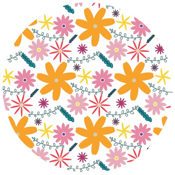 Pattern Background Vintage Floral Wooden Puzzle Round