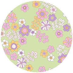 Pattern Background Vintage Floral Wooden Puzzle Round by Ndabl3x