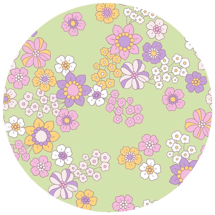 Pattern Background Vintage Floral Wooden Puzzle Round