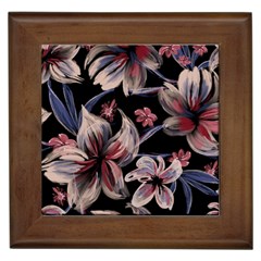 Flowers Floral Pattern Design Framed Tile by Ndabl3x