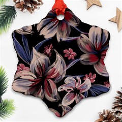 Flowers Floral Pattern Design Snowflake Ornament (two Sides)