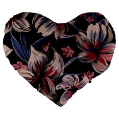 Flowers Floral Pattern Design Large 19  Premium Heart Shape Cushions by Ndabl3x