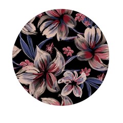 Flowers Floral Pattern Design Mini Round Pill Box by Ndabl3x