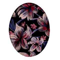 Flowers Floral Pattern Design Oval Glass Fridge Magnet (4 Pack) by Ndabl3x