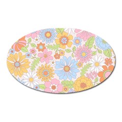 Pattern Background Vintage Floral Oval Magnet by Ndabl3x