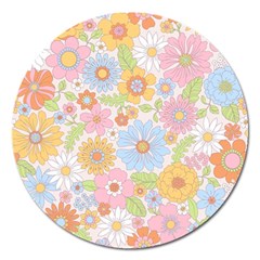 Pattern Background Vintage Floral Magnet 5  (round) by Ndabl3x