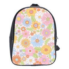 Pattern Background Vintage Floral School Bag (large) by Ndabl3x