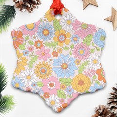 Pattern Background Vintage Floral Snowflake Ornament (two Sides)