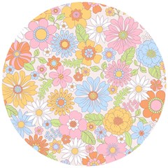 Pattern Background Vintage Floral Wooden Puzzle Round by Ndabl3x