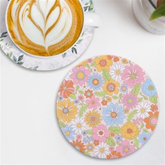 Pattern Background Vintage Floral Uv Print Round Tile Coaster by Ndabl3x