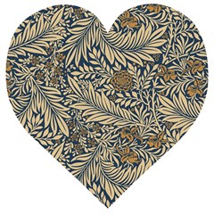 Brown Vintage Background Vintage Floral Pattern Wooden Puzzle Heart by Ndabl3x