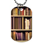 Books Bookshelves Office Fantasy Background Artwork Book Cover Apothecary Book Nook Literature Libra Dog Tag (Two Sides) Front