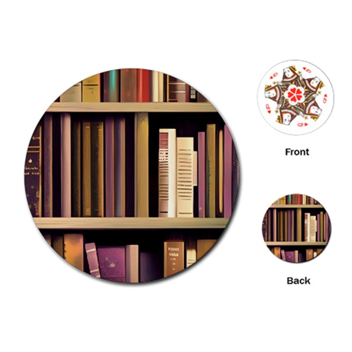 Books Bookshelves Office Fantasy Background Artwork Book Cover Apothecary Book Nook Literature Libra Playing Cards Single Design (Round)