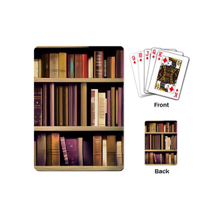 Books Bookshelves Office Fantasy Background Artwork Book Cover Apothecary Book Nook Literature Libra Playing Cards Single Design (Mini)