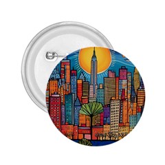 City New York Nyc Skyscraper Skyline Downtown Night Business Urban Travel Landmark Building Architec 2 25  Buttons