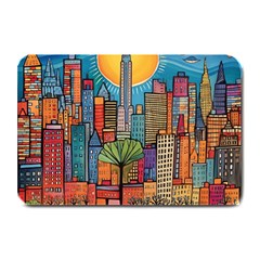 City New York Nyc Skyscraper Skyline Downtown Night Business Urban Travel Landmark Building Architec Plate Mats by Posterlux