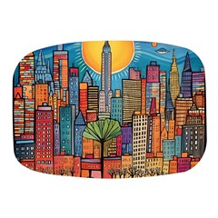 City New York Nyc Skyscraper Skyline Downtown Night Business Urban Travel Landmark Building Architec Mini Square Pill Box by Posterlux