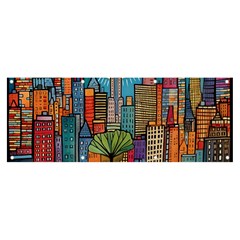 City New York Nyc Skyscraper Skyline Downtown Night Business Urban Travel Landmark Building Architec Banner And Sign 8  X 3 