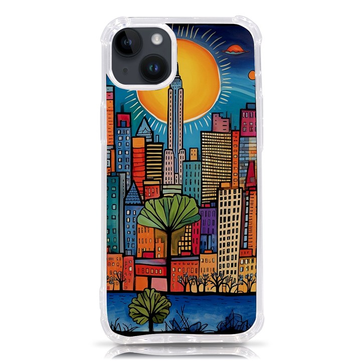 City New York Nyc Skyscraper Skyline Downtown Night Business Urban Travel Landmark Building Architec iPhone 14 Plus TPU UV Print Case