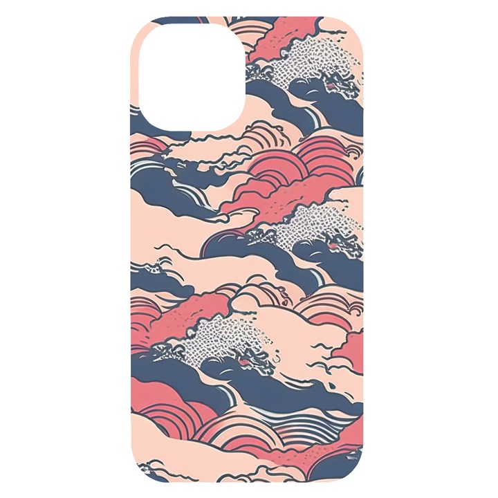 Waves Ocean Sea Water Pattern Rough Seas Digital Art Nature Nautical iPhone 14 Black UV Print Case