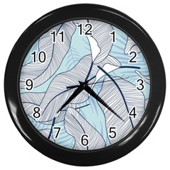 Tropical Flower Seamless Pattern Wall Clock (black) by Ket1n9