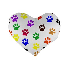 Pawprints Paw Prints Paw Animal Standard 16  Premium Flano Heart Shape Cushions by Apen