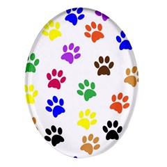 Pawprints Paw Prints Paw Animal Oval Glass Fridge Magnet (4 Pack) by Apen