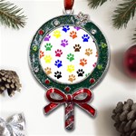 Pawprints Paw Prints Paw Animal Metal X Mas Lollipop with Crystal Ornament Front