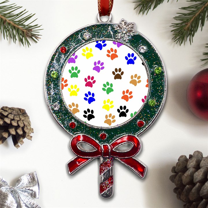 Pawprints Paw Prints Paw Animal Metal X Mas Lollipop with Crystal Ornament