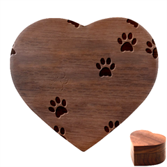 Pawprints Paw Prints Paw Animal Heart Wood Jewelry Box by Apen