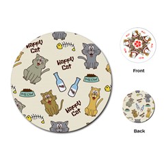 Happy Cats Pattern Background Playing Cards Single Design (round) by Grandong