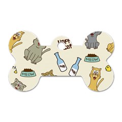 Happy Cats Pattern Background Dog Tag Bone (two Sides) by Grandong