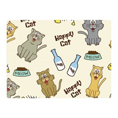 Happy Cats Pattern Background Two Sides Premium Plush Fleece Blanket (mini) by Grandong