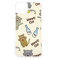 Happy Cats Pattern Background Iphone 15 Tpu Uv Print Case