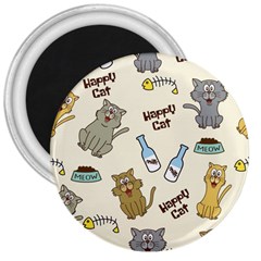 Happy Cats Pattern Background 3  Magnets by Grandong