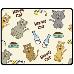 Happy Cats Pattern Background Fleece Blanket (medium) by Grandong