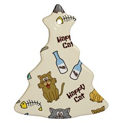 Happy Cats Pattern Background Christmas Tree Ornament (two Sides) by Grandong