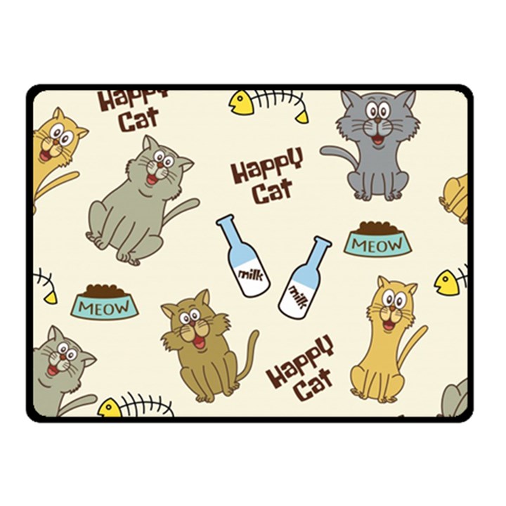 Happy Cats Pattern Background Two Sides Fleece Blanket (Small)