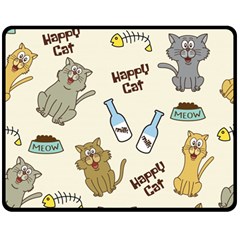 Happy Cats Pattern Background Two Sides Fleece Blanket (medium) by Grandong