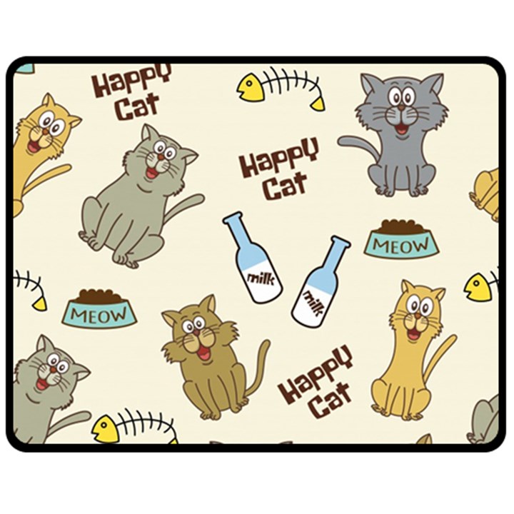 Happy Cats Pattern Background Two Sides Fleece Blanket (Medium)